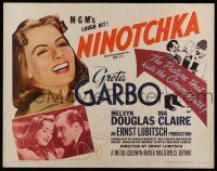 6y294 NINOTCHKA 1/2sh R62 Greta Garbo laughs, Hirschfeld art, directed by Ernst Lubitsch!