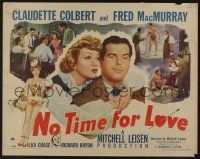 6y295 NO TIME FOR LOVE style A 1/2sh '43 Claudette Colbert takes pics of barechested Fred MacMurray!