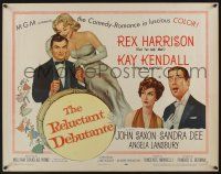 6y326 RELUCTANT DEBUTANTE style A 1/2sh '58 artwork of Rex Harrison & sexy grown up Sandra Dee!