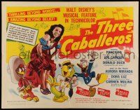 6y387 THREE CABALLEROS style A 1/2sh '44 Disney, cartoon art of Donald Duck, Panchito & Joe Carioca!
