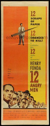 6y419 12 ANGRY MEN insert '57 Henry Fonda, Lumet courtroom jury classic, life is in their hands!