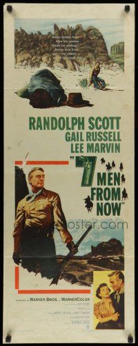 6y424 7 MEN FROM NOW insert '56 Budd Boetticher, great art of Randolph Scott, Gail Russell!