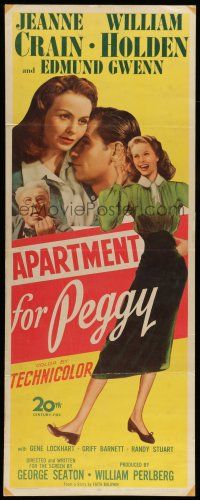 6y436 APARTMENT FOR PEGGY insert '48 romantic art of sexy Jeanne Crain & William Holden!