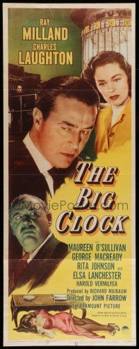 6y452 BIG CLOCK insert '48 Ray Milland, Charles Laughton, Maureen O'Sullivan!