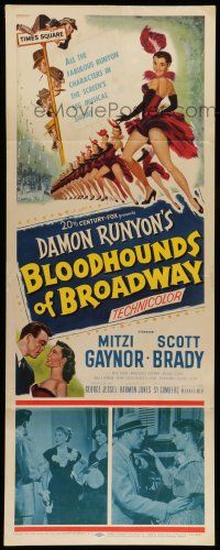 6y459 BLOODHOUNDS OF BROADWAY insert '52 Mitzi Gaynor & sexy showgirls, from Damon Runyon story!