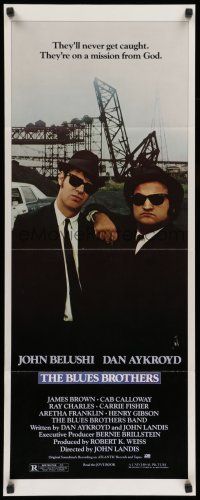 6y461 BLUES BROTHERS insert '80 John Belushi & Dan Aykroyd are on a mission from God!