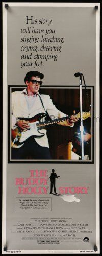 6y473 BUDDY HOLLY STORY insert '78 cool image of Gary Busey w/guitar!