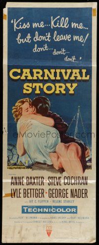 6y479 CARNIVAL STORY insert '54 sexy Anne Baxter held by Steve Cochran who she loves real bad!