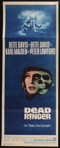 6y509 DEAD RINGER insert '64 creepy close up of skull & Bette Davis, who kills her own twin!