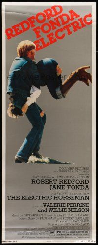 6y519 ELECTRIC HORSEMAN insert '79 Sydney Pollack, great image of Robert Redford & Jane Fonda!
