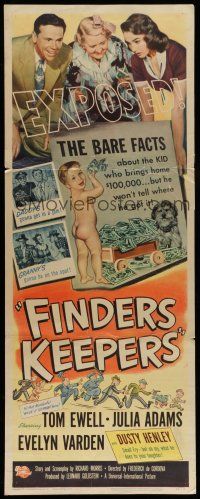 6y533 FINDERS KEEPERS insert '52 Tom Ewell, Julia Adams, Evelyn Varden, wacky naked rich baby boy!