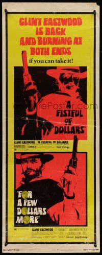 6y535 FISTFUL OF DOLLARS/FOR A FEW DOLLARS MORE insert '69 Eastwood is back & burning at both ends!