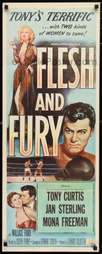 6y537 FLESH & FURY insert '52 boxer Tony Curtis has fury in his fists & naked hunger in his heart!