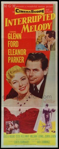 6y590 INTERRUPTED MELODY insert '55 Glenn Ford, Eleanor Parker as opera singer Marjorie Lawrence!