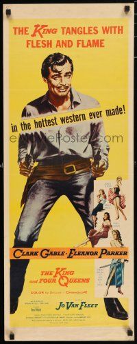 6y611 KING & FOUR QUEENS insert '57 art of Clark Gable, sexy babes, the hottest western ever!