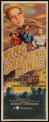 6y614 KING SOLOMON'S MINES insert '37 Roland Young, Anna Lee & Paul Robeson, Africa adventure!