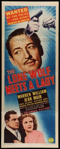 6y637 LONE WOLF MEETS A LADY insert '40 when Muir needs alibi for murder, Warren William's her man!