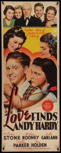 6y641 LOVE FINDS ANDY HARDY insert '38 c/u of Mickey Rooney & Judy Garland + cast portrait!