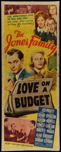6y643 LOVE ON A BUDGET laminated insert '37 Jed Prouty, Shirley Deane, Spring Byington, Jones Family