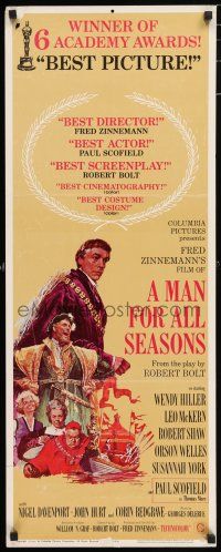 6y650 MAN FOR ALL SEASONS insert '67 Paul Scofield, Robert Shaw, Best Picture Academy Award!