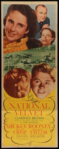 6y687 NATIONAL VELVET signed insert '44 by Mickey Rooney, horse racing classic w/ him & Liz Taylor!