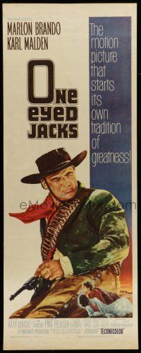 6y691 ONE EYED JACKS insert '61 great art of star & director Marlon Brando with gun & bandolier!