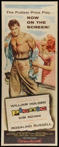 6y707 PICNIC insert '56 great art of barechested William Holden & sexy long-haired Kim Novak!