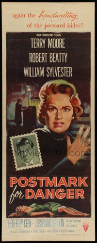 6y711 POSTMARK FOR DANGER insert '55 Terry Moore is hunted by the postcard killer!
