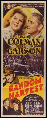 6y714 RANDOM HARVEST insert '42 wonderful stone litho of Ronald Colman & Greer Garson!