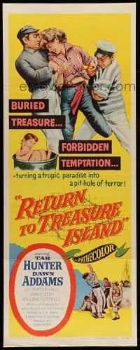 6y718 RETURN TO TREASURE ISLAND insert '54 Tab Hunter & desperate men with sexy Dawn Addams!