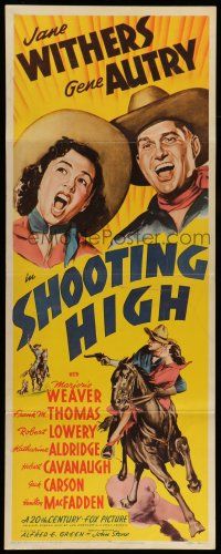6y739 SHOOTING HIGH insert '40 yippee what a pair Gene Autry & Jane Withers are together!