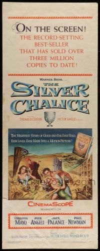 6y740 SILVER CHALICE insert '55 great art of Virginia Mayo & Paul Newman in his first movie!