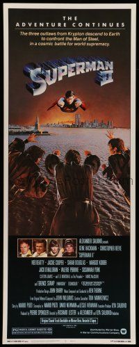 6y771 SUPERMAN II insert '81 Christopher Reeve, Terence Stamp, great artwork over New York City!