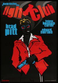 6z329 FIGHT CLUB 27x39 Polish tribute poster '09 Ksiazek art of smoking Brad Pitt w/gun!
