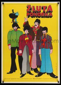 6z114 YELLOW SUBMARINE Czech 23x32 '71 cool Sladek art of Beatles John, Paul, Ringo & George!