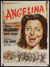 6z382 ANGELINA Danish '51 L'onorevole Angelina, cool close up art of sexiest Anna Magnani!