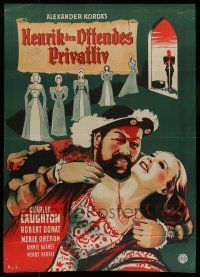6z465 PRIVATE LIFE OF HENRY VIII Danish R47 art of Charles Laughton, directed by Alexander Korda!