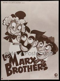 6z210 LES MARX BROTHERS French 23x31 '70s great Hirschfeld-like art of Groucho, Chico & Harpo!