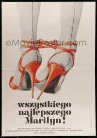 6z315 BOLDOG SZULETESNAPOT, MARILYN Polish 26x38 '81 Ekier artwork of tied-together shoes!