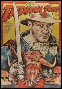 6z336 INDIANA JONES & THE TEMPLE OF DOOM Polish 26x37 '85 cool different art by Witold Dybowski!