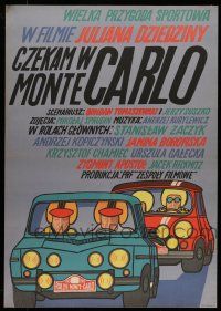 6z278 CZEKAM W MONTE-CARLO Polish 23x33 '69 Julian Dziedzina, Krajewski art of race car drivers!