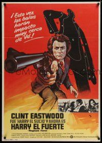 6z077 MAGNUM FORCE Spanish '74 Clint Eastwood is Dirty Harry pointing huge gun, different MCP art!