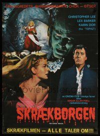 6z082 BLOOD DEMON Swedish/Danish 25x34 '70 Christopher Lee, Lex Barker, Karin Dor, different horror!