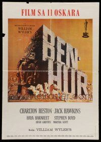 6z523 BEN-HUR Yugoslavian 20x29 R70s Charlton Heston, William Wyler classic religious epic!
