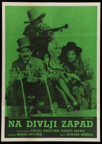 6z551 GO WEST Yugoslavian 20x28 '60s different image of cowboys Groucho, Chico & Harpo Marx!