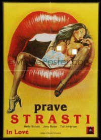 6z567 IN LOVE Yugoslavian 18x26 '83 Jerry Butler, Kelly Nichols, sexy artwork!