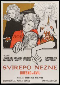 6z602 QUEENS OF EVIL Yugoslavian 20x28 '70 really cool artwork by De Rossi, Queens of Evil!