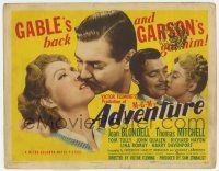 7a020 ADVENTURE TC '45 kiss close up images of Clark Gable with Greer Garson & Joan Blondell!