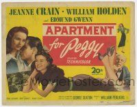 7a057 APARTMENT FOR PEGGY TC '48 full-length art of sexy Jeanne Crain, William Holden, Gwenn