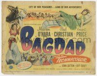 7a081 BAGDAD TC '50 art of Maureen O'Hara in sexiest harem outfit + Vincent Price on horse!